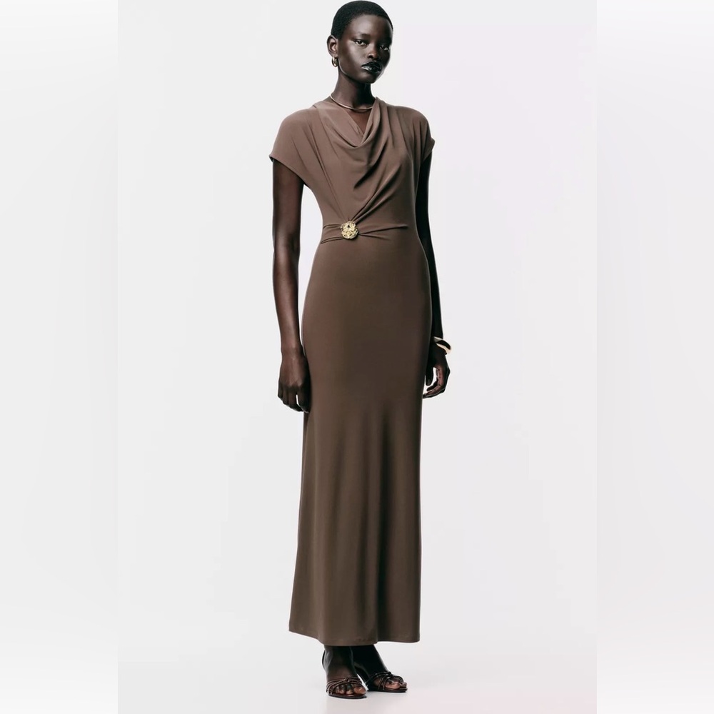 NWT Zara Elegant Brown  Dress